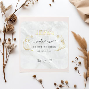 Autocollant de mariage carré Bienvenue à notre jou