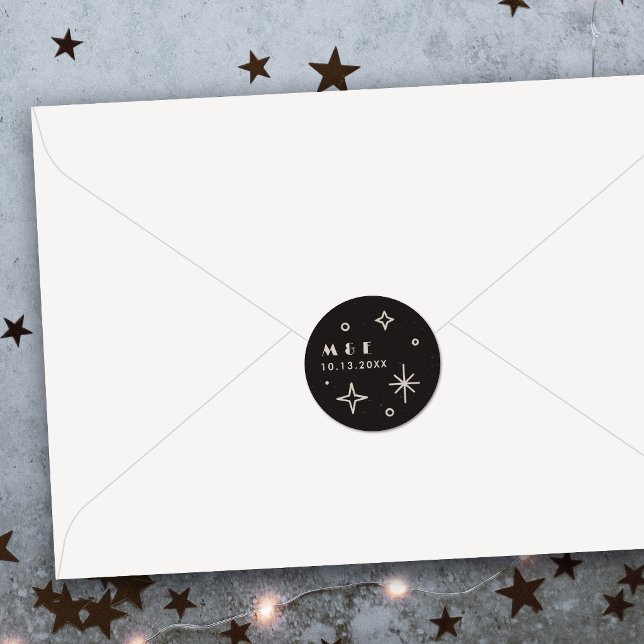 Autocollant de mariage céleste Black Moon & Stars (Créateur téléchargé)