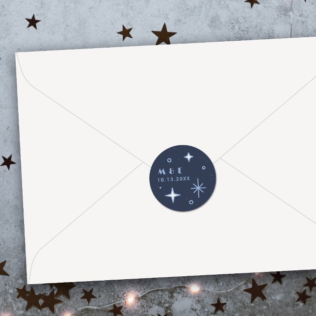 Autocollant de mariage céleste Lune et Étoiles Ble (Créateur téléchargé)