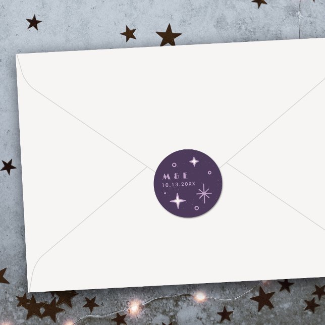 Autocollant de mariage céleste Lune et Étoiles Vio (Créateur téléchargé)