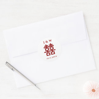 Autocollant de mariage chinois Double Bonheur Clas