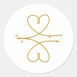 Autocollant de mariage coeurs en ligne dorée minim