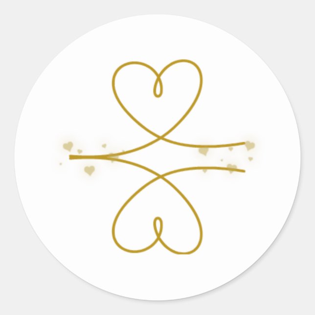 Autocollant de mariage coeurs en ligne dorée minim (Devant)
