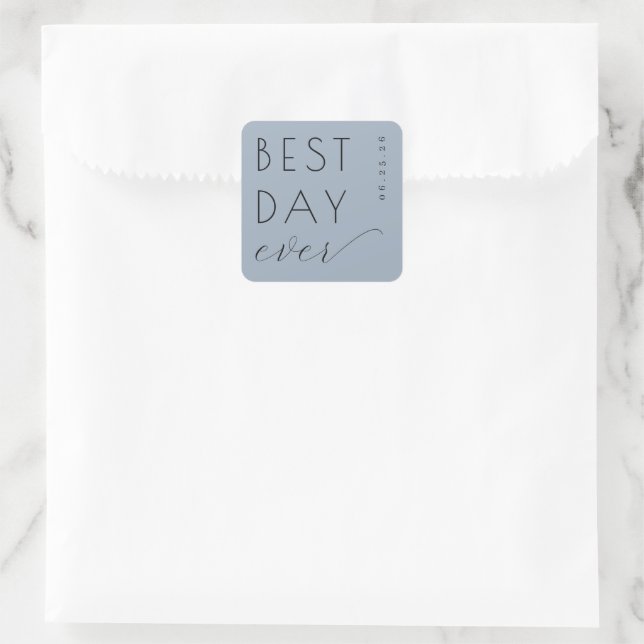 Autocollant de mariage contemporain bleu clair opt (Sac)