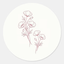 Autocollant de mariage Coquelicot Écarlate