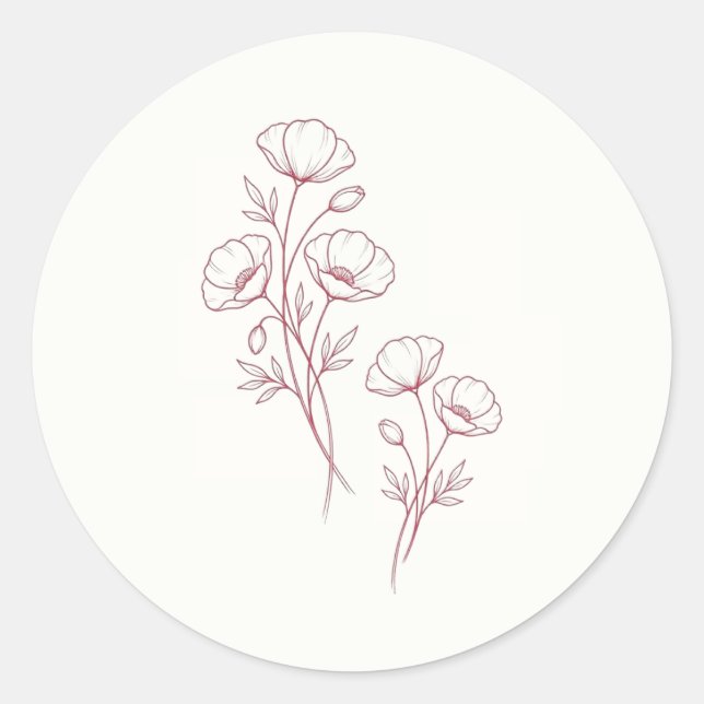 Autocollant de mariage Coquelicot Écarlate (Devant)