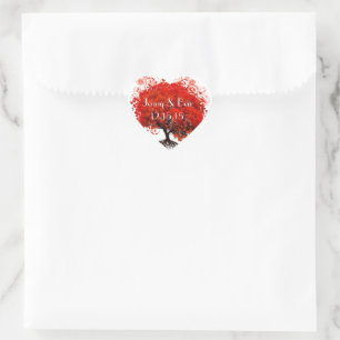 Autocollant de mariage d'arbre rouge
