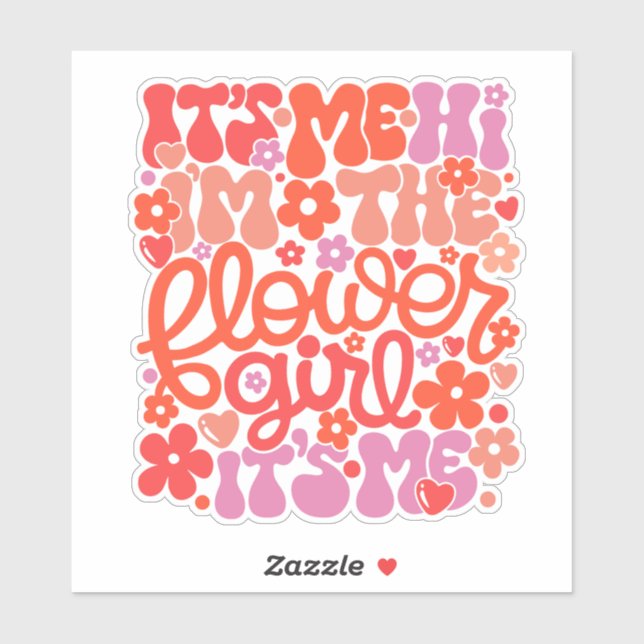 Autocollant de mariage de petite fille aux fleurs  (Feuille)