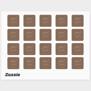 Autocollant de mariage écriture moderne marron bei