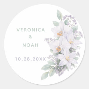 Autocollant de mariage élégant Édition florale d'o