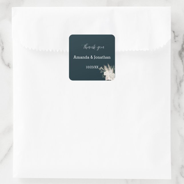 Autocollant de mariage élégant et chic fleurs blan (Sac)