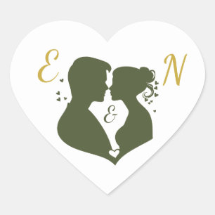Autocollant de mariage élégant et modifiable Cœur 