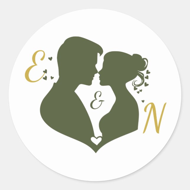 Autocollant de mariage élégant et modifiable or sa (Devant)