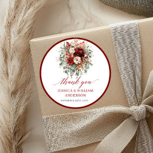 Autocollant de mariage élégant floral automnal Bou