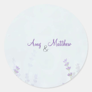Autocollant de mariage élégant floral lavande