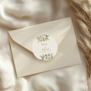 Autocollant de mariage élégant herbe de la Pampa b