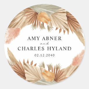 Autocollant de mariage en herbe de Pampas Boho ros