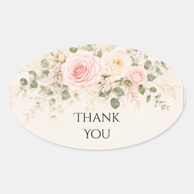 Autocollant de mariage Eucalyptus Rose Rose Pâle (Devant)