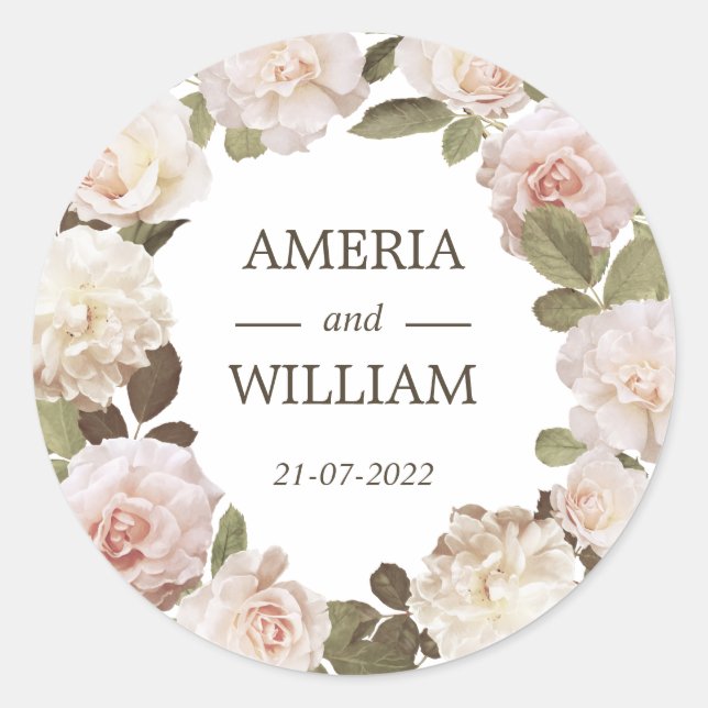 Autocollant de mariage favori des Roses français v (Devant)