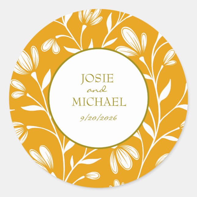 Autocollant de mariage floral (Devant)