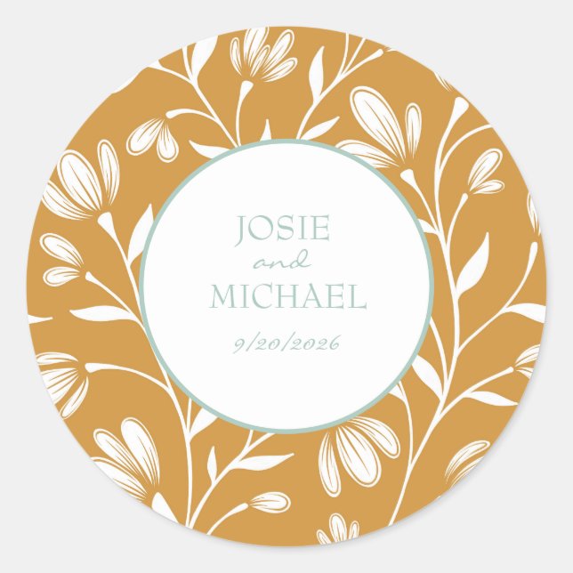 Autocollant de mariage floral (Devant)