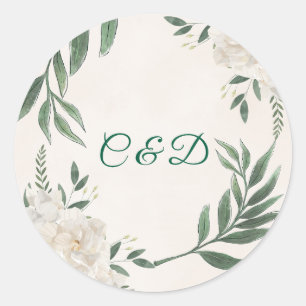 Autocollant de mariage floral blanc Eucalyptus élé
