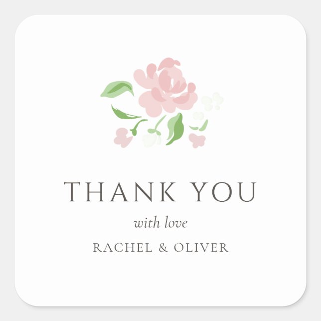 Autocollant de mariage floral blanc | Petit (Devant)