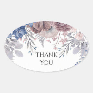 Autocollant de mariage floral bleu mauve poussiére