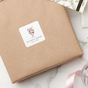 Autocollant de mariage floral coloré