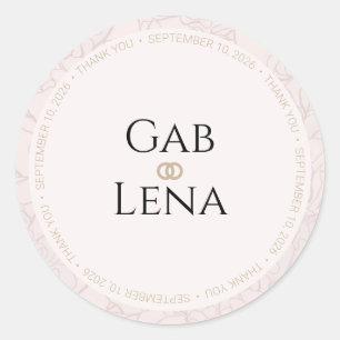 Autocollant de mariage floral Élégant Paon rose
