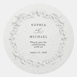 Autocollant de mariage floral embossé faux