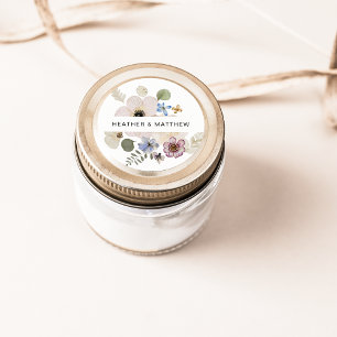 Autocollant de mariage floral moderne