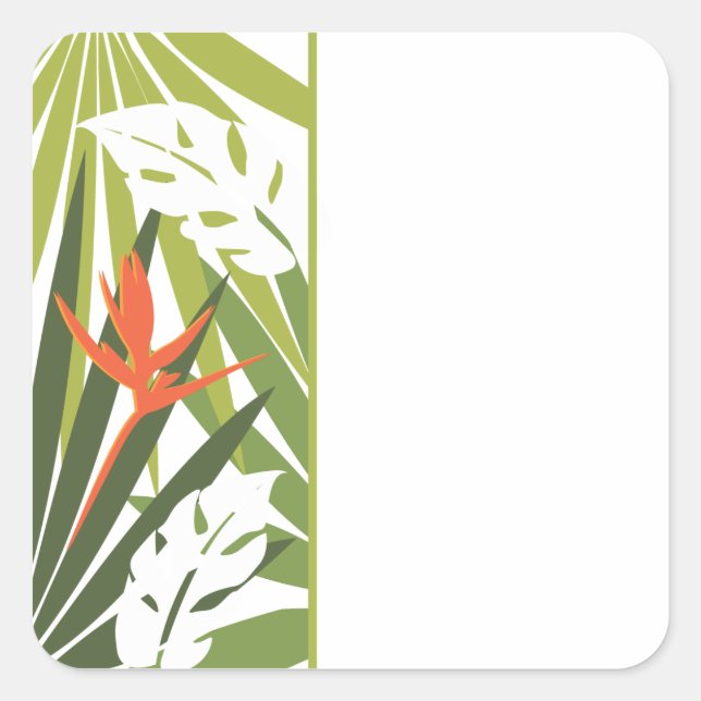 Autocollant de mariage floral Tropical Orange (Devant)