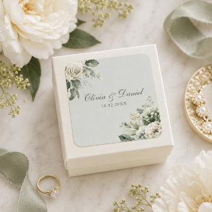 Autocollant de mariage floral vert sauge doux