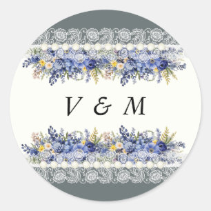 Autocollant de mariage floral Vintage Lace et perl