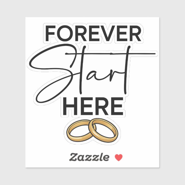 Autocollant de mariage Forever Starts Here (Feuille)