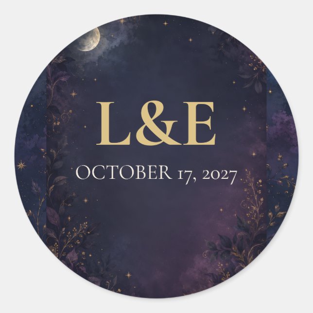 Autocollant de mariage gothique céleste personnali (Devant)