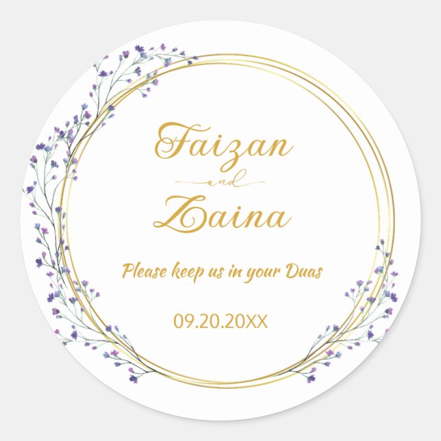 Autocollant de mariage islamique Nikkah Shaadi per (Devant)
