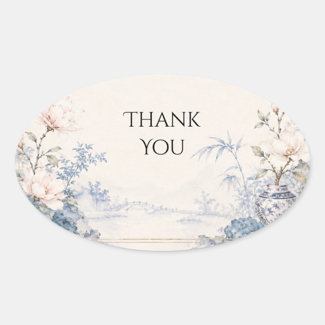 Autocollant de mariage Magnolia Bleu et Blanc de s (Devant)