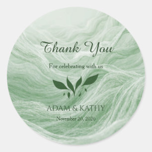Autocollant de mariage Marbre Vert Sauge et Or