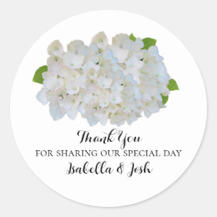 Autocollant de mariage Merci Hydrangeas blanches
