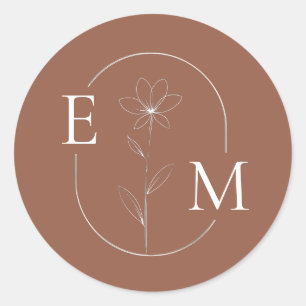 Autocollant de mariage minimaliste à motif floral 