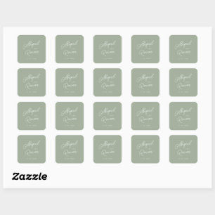 Autocollant de mariage minimaliste vert sauge