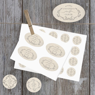 Autocollant de mariage minimaliste vintage