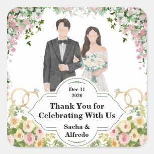 Autocollant de mariage moderne heureux pour touj