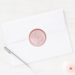 Autocollant de mariage monogramme rose de cire d'o