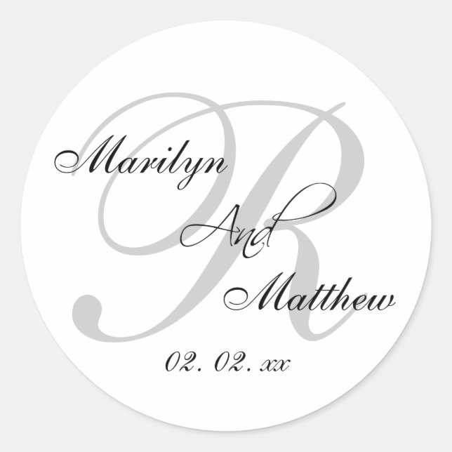 Autocollant de mariage monographique personnalisé (Devant)