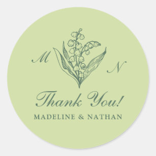 Autocollant de mariage Muguet Vert Pistache