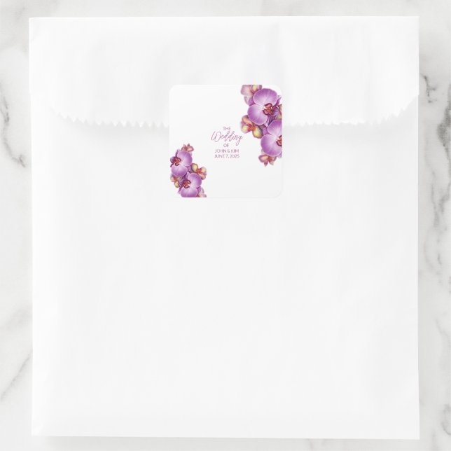 Autocollant de mariage orchidées (Sac)