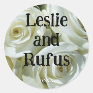 Autocollant de mariage personnalisé Roses blanches